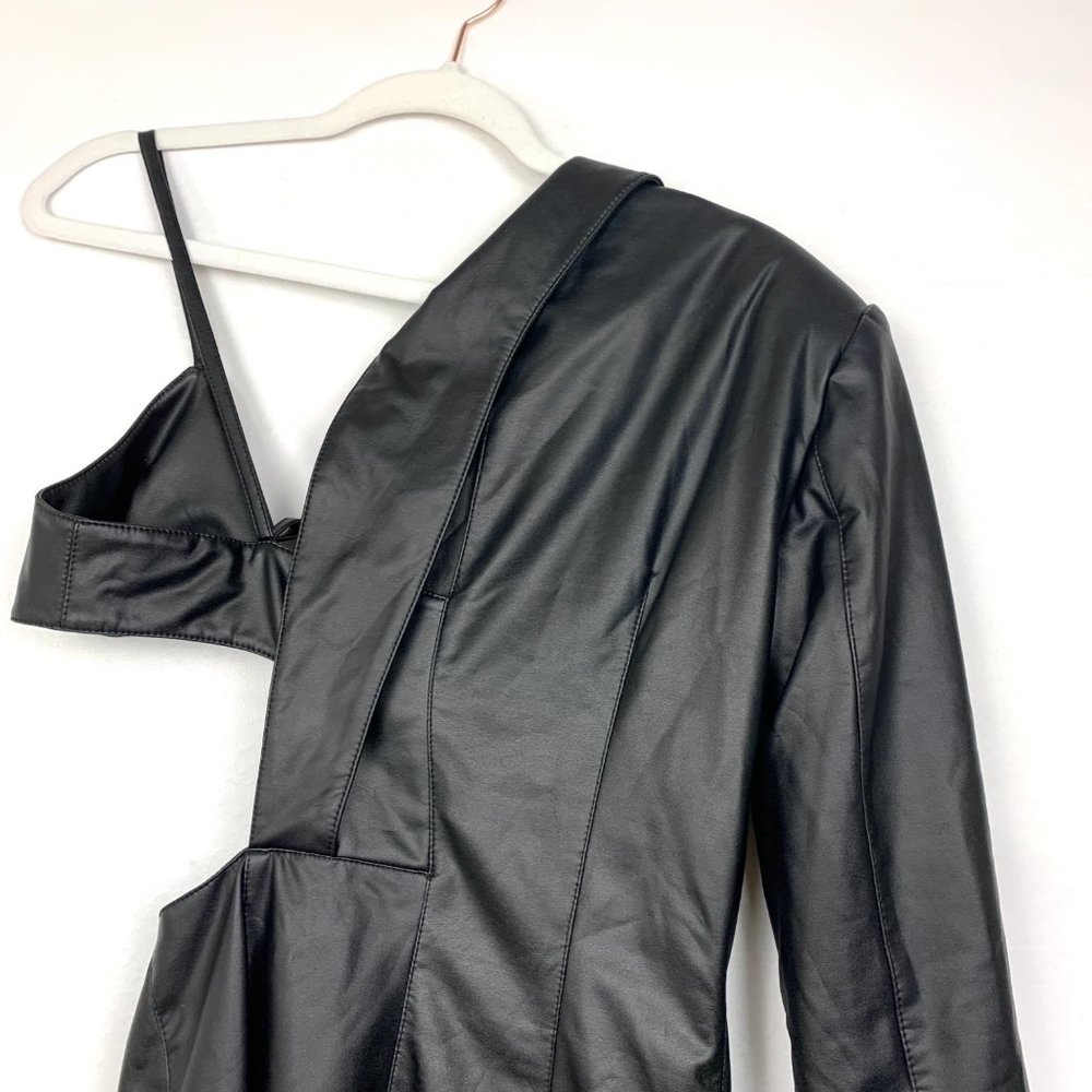 NWT Ronny Kobo X REVOLVE Sabrina Cut Out Blazer Mini Dress Leather Black - Picture 5 of 12